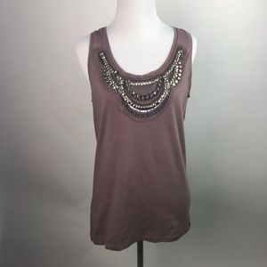 Ann Taylor Bejeweled Boho Tank Top M AO41